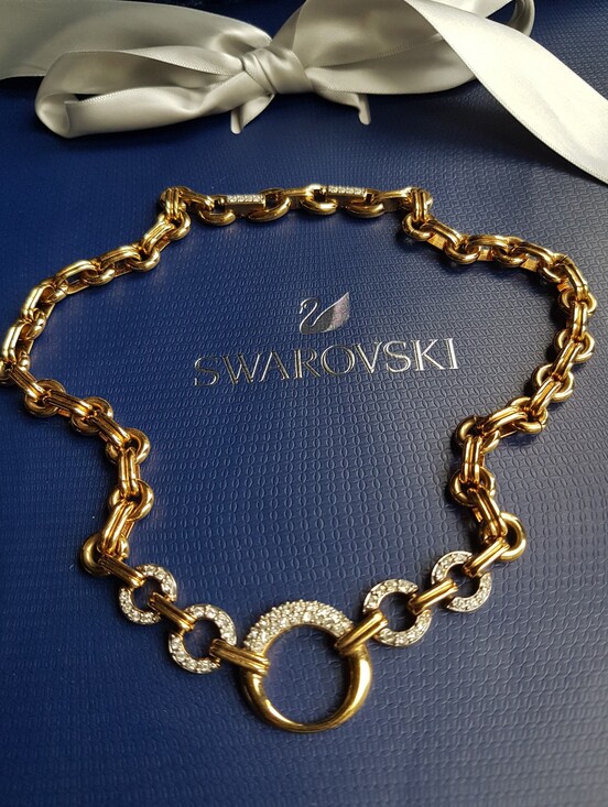 Swarovski Jewelry - AUTHENTIC Swarovski 18k Gold Plated Chunky Chain Link Vintage Necklace